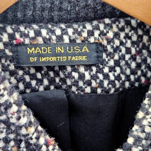 VINTAGE 1980s Cool Textured Tweed Tweed MIDI Coat/Jacket With Batwing Detail - Picture 13 of 13